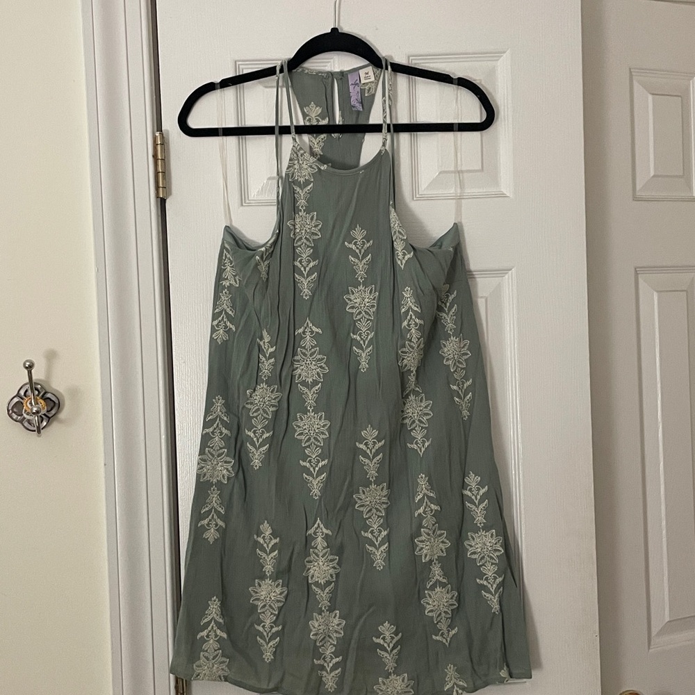 Alya Green and White Embroidered Top